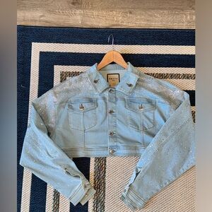 ORTTU Men’s Denim Swarovski crystal Crop Jacket